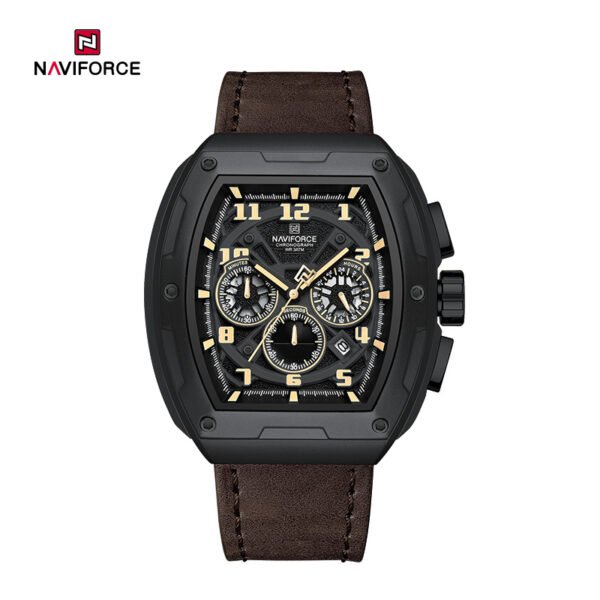 Naviforce NF8053 Brand Watch for Men Chronograph Genuine Leather Fashion Water Resistance Quartz